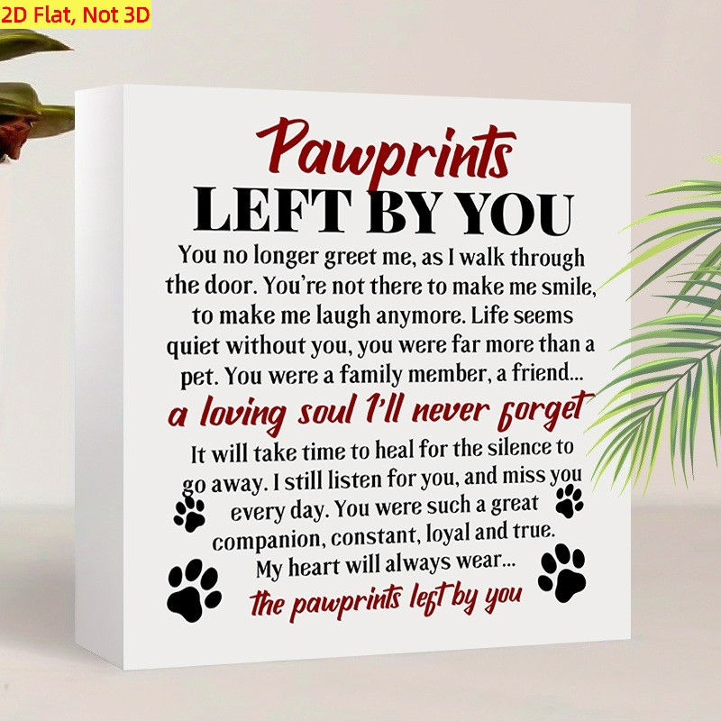 Pet Memorial Wooden Box Sign Pawprints Left By You Dog Cat Loss Bereavement Gift