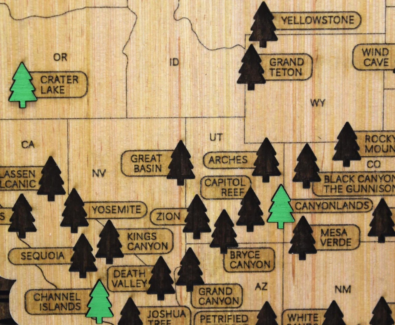Handmade Wood US National Parks Travel Map Mounting Hardware Easel Decor Rustic