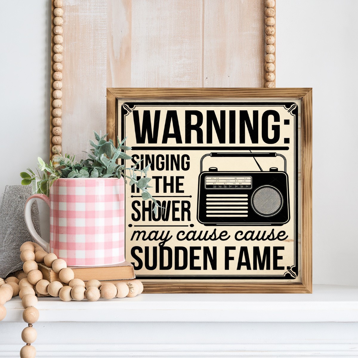 Rustic Wood Funny Warning Singing In The Shower Quote Bathroom Wall Wooden Sign
