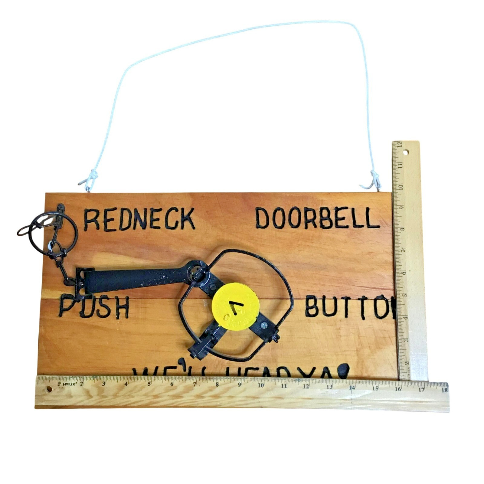 Redneck Doorbell Carved Wood Novelty Sign Gift Decor Funny Signs Plaques Door