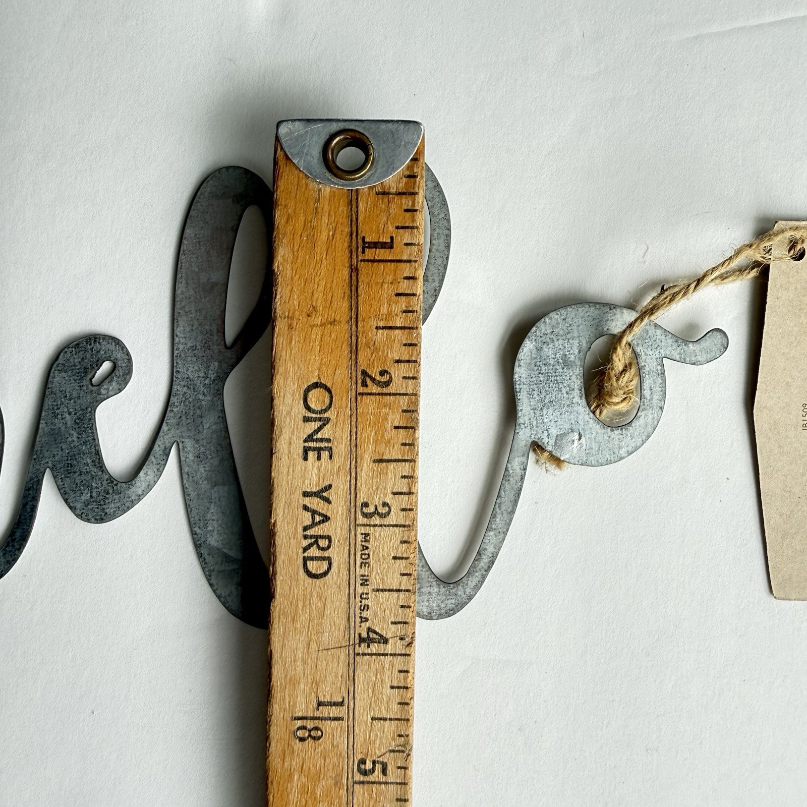 Hello Script Metal Word Sign, Galvanized Tin, Craft DIY Home Decor, Plaque Decor