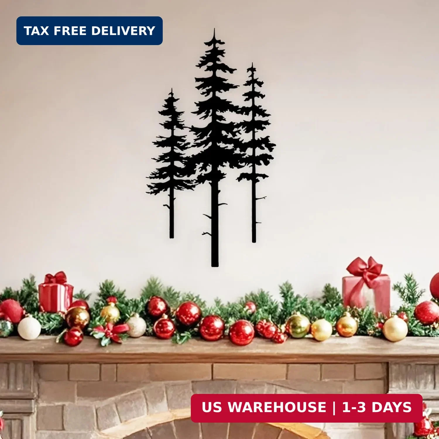 Jidecor Metal Pine Tree Wall Art Decor, Nature Home Decor, Cedar Trees Metal Sig