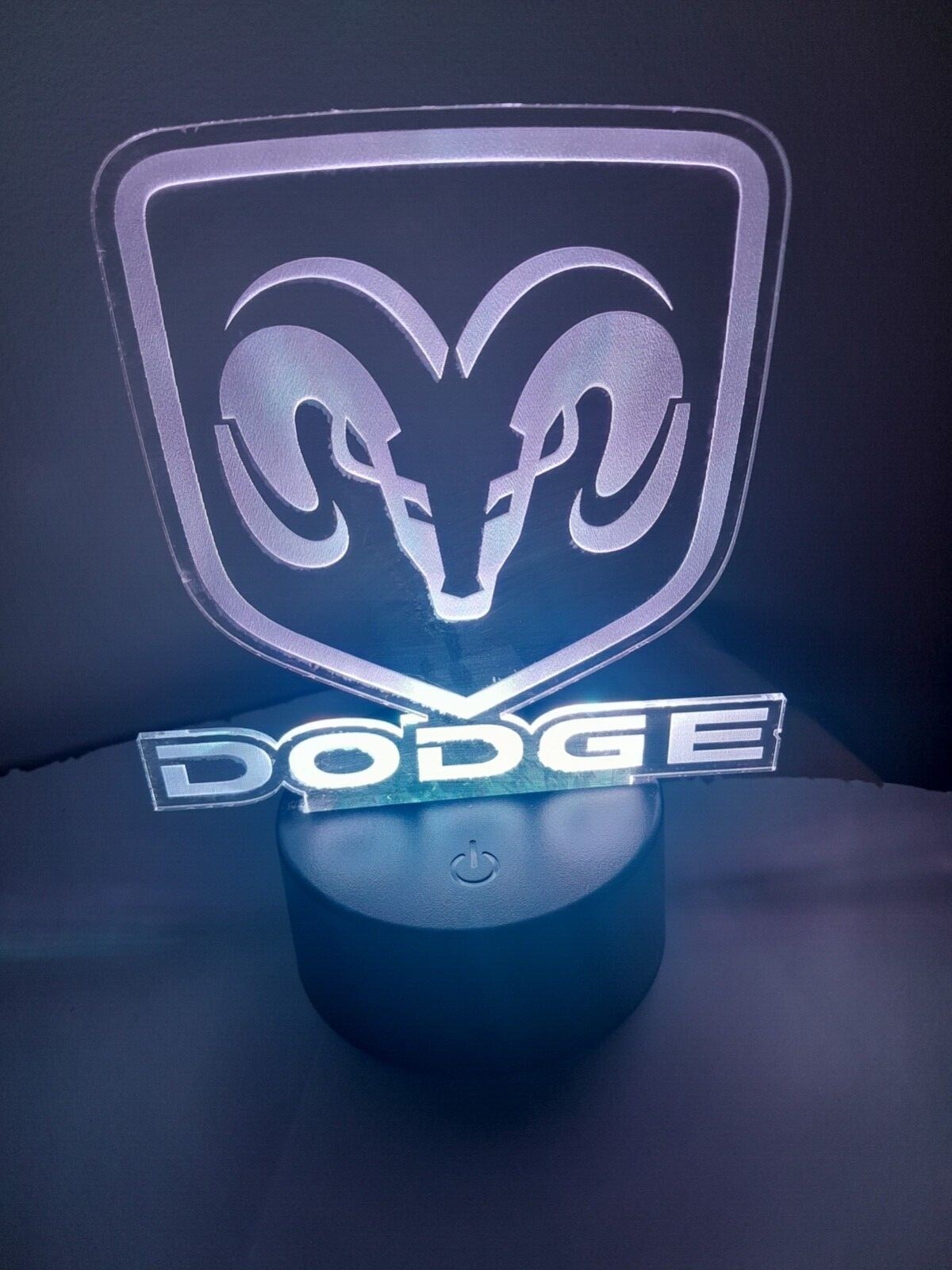 Edge Lit Dodge Tabletop Sign, Multi-Colored LED, Laser Etched, Art, Night Light