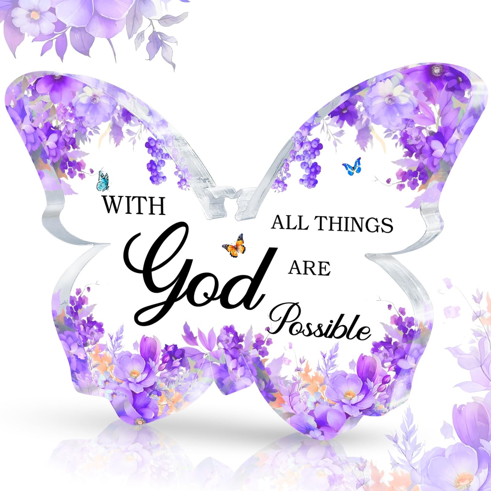 Purple Office Supplies Butterfly Acrylic Desk Decor for Women, Inspirational …