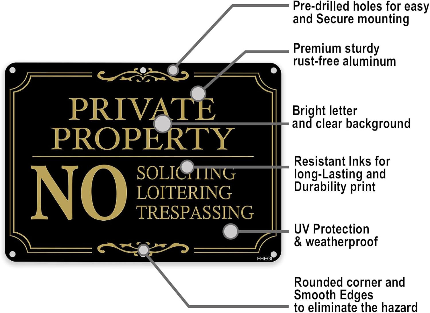 Private Property Warning Signs 2 Pack No Trespassing No Soliciting Signs Black