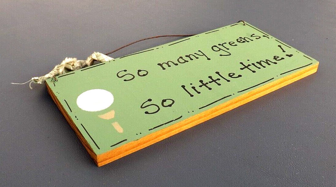 WALL HANGING “SO MANY GREENS, SO LITTLE TIME” WOOD & WIRE – 3 1/2 BY 7 3/4 IN