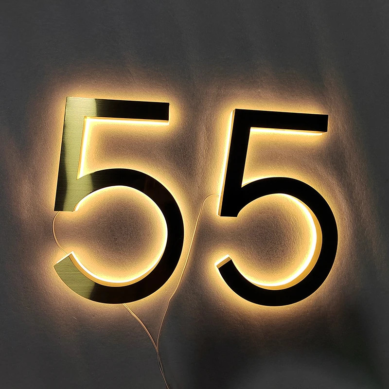 LED House Number Light Metal Illuminated House Sign Address Sign Home Door Sign