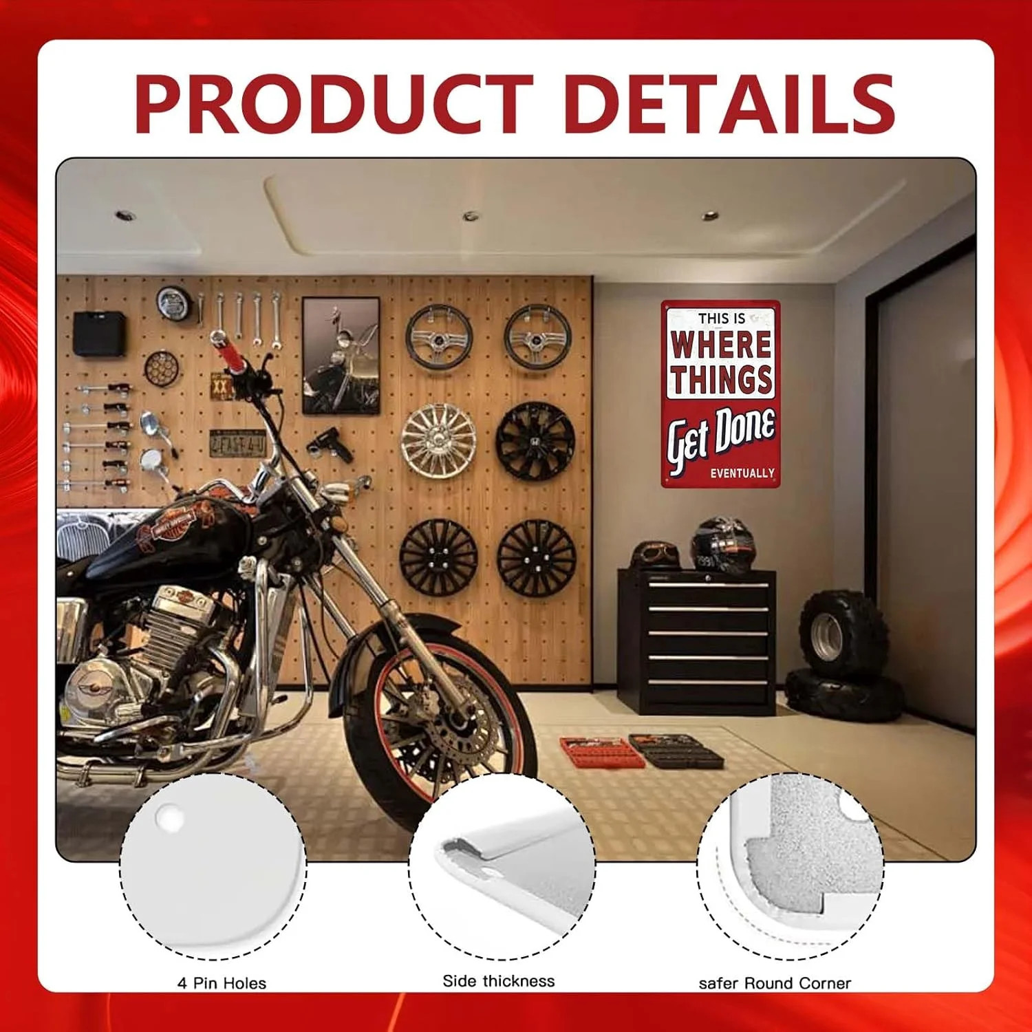 Funny Garage Signs for Men – Where Things Get Done Eventually Metal Sign Vintage