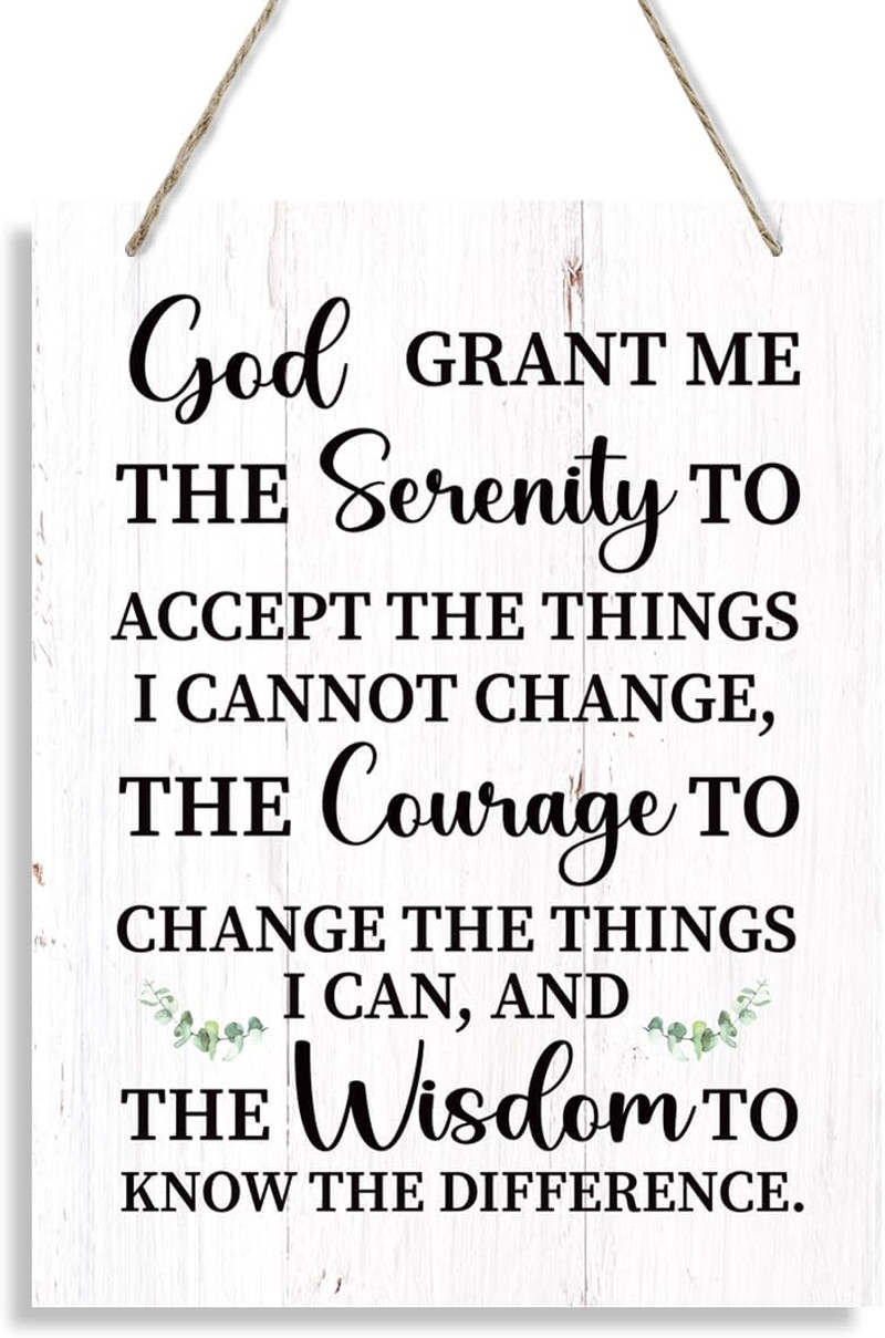 Christian Wall Art, Rustic Wooden Hanging Sign, Serenity Prayer Wall Decor, Moti