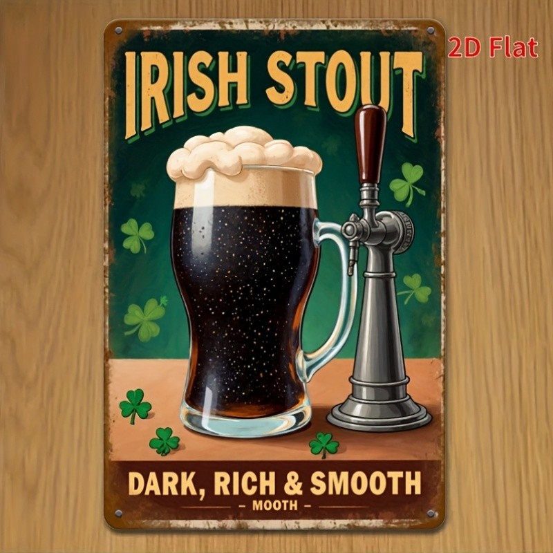St Patricks Day Gift Irish Stout Metal Sign Dark Rich Smooth Beer Retro Wall Art