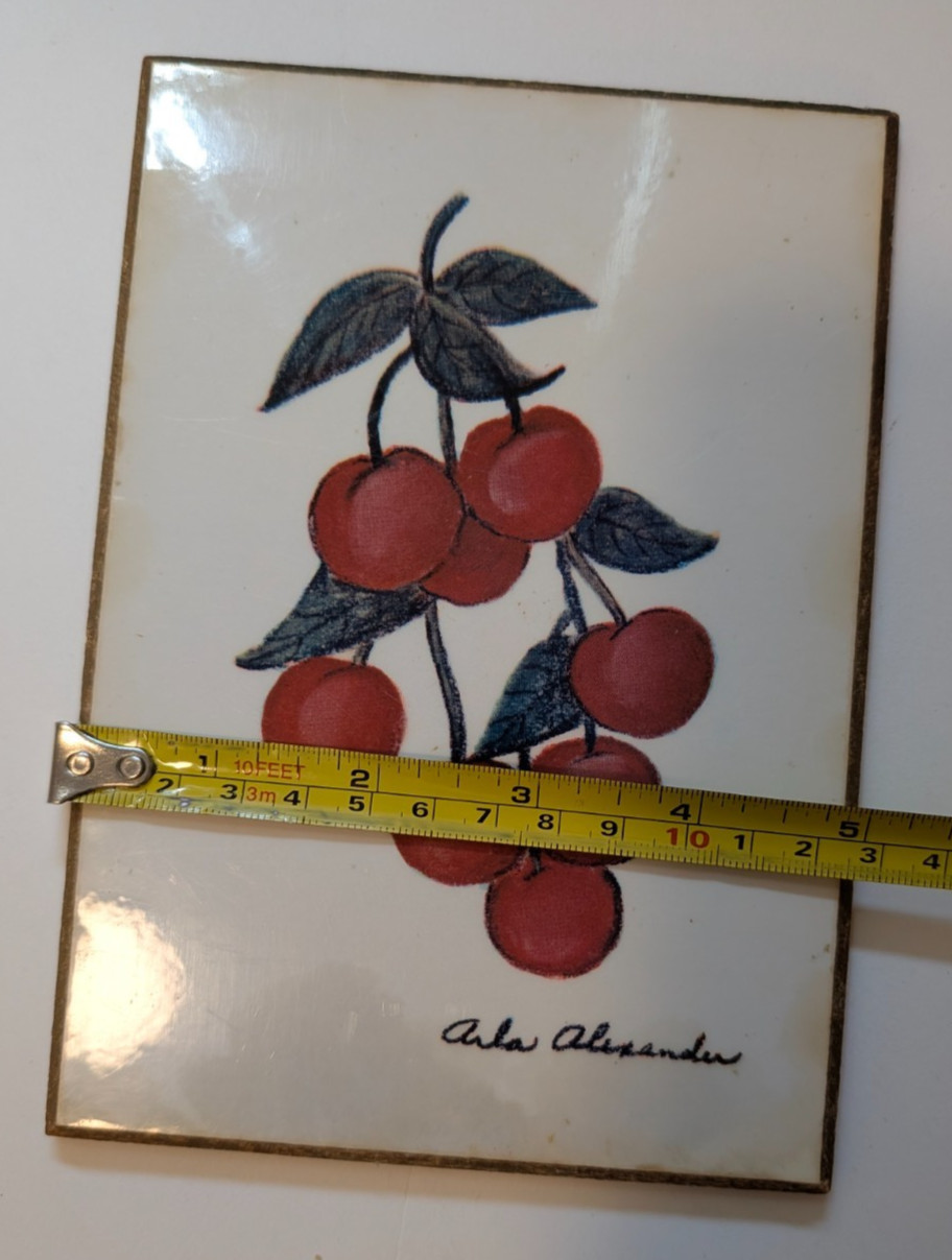 Arla Alexander Art Wall Plaque Cherries Lightweight Hanging 7×5