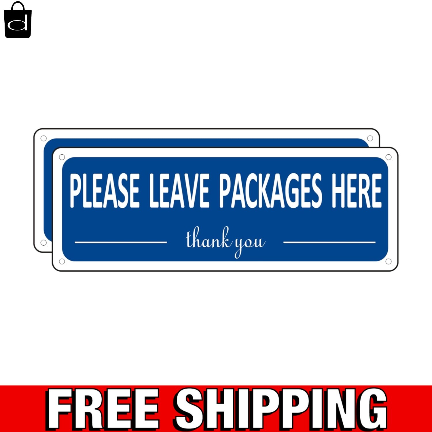 (2 Pack) Metal Leave Packages Here Sign, Package Delivery Sign Instructions, 10″