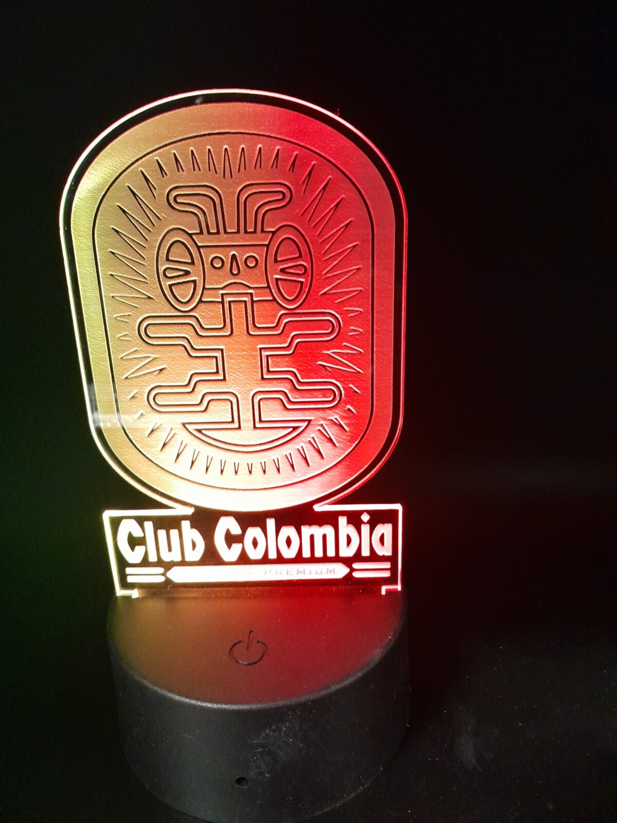 Edge Lit Tabletop Sign, Multi-Colored LED, LaserEtch, Club Colombia Beer Cerveza