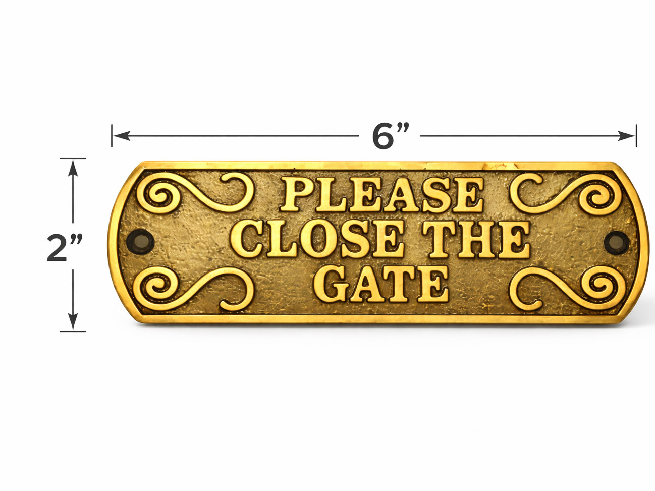 Cast Iron Please Close The Gate Sign Antique Brass Finish 6″x2″