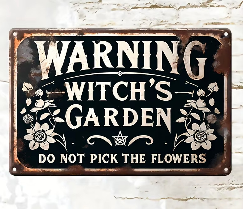 Rustic Witch Garden Wiccan Gothic Wall Decor Yard Spring Metal 12×8 Metal Sign