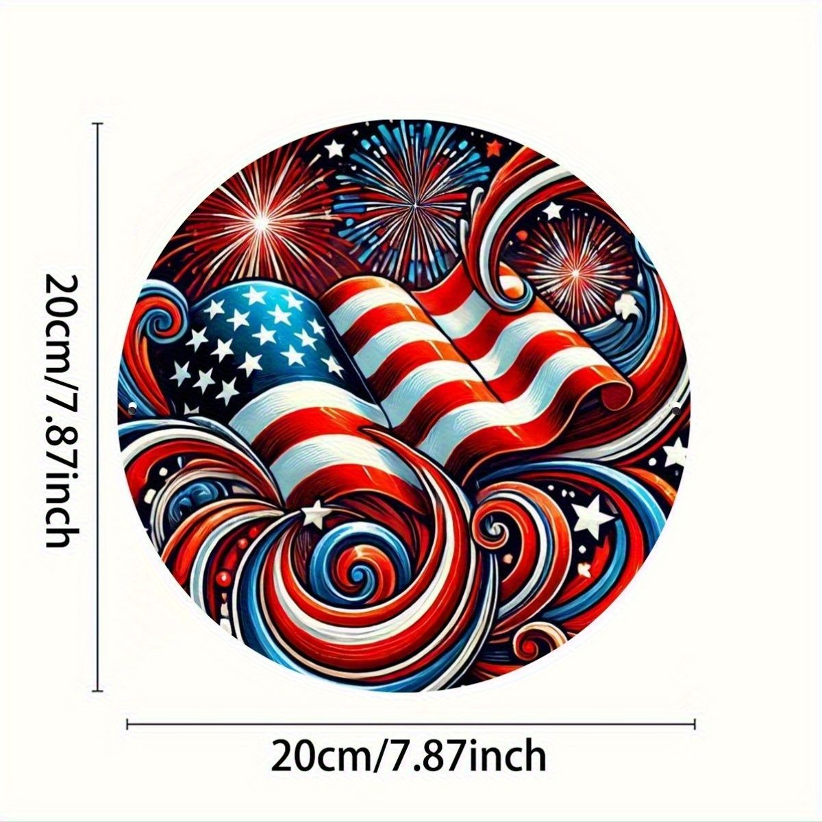 Red White Blue Art Metal Sign USA Flag 4th Of July Patriotic Porch Decoration