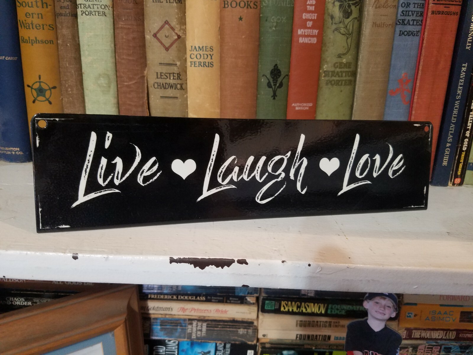 Live Laugh Love metal sign heart good vibe home decor