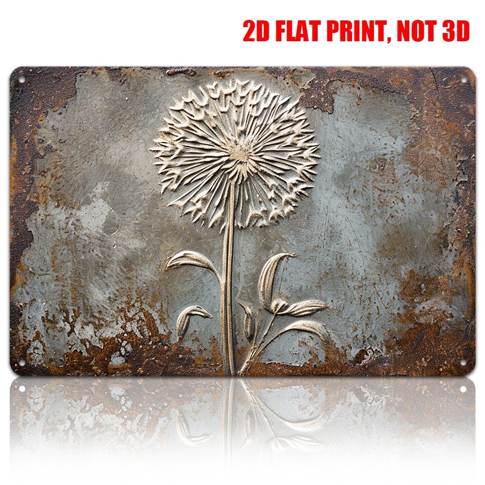 Vintage Dandelion Metal Tin Signs Rustic Floral Wall Art Decor Gym Cafe Garage