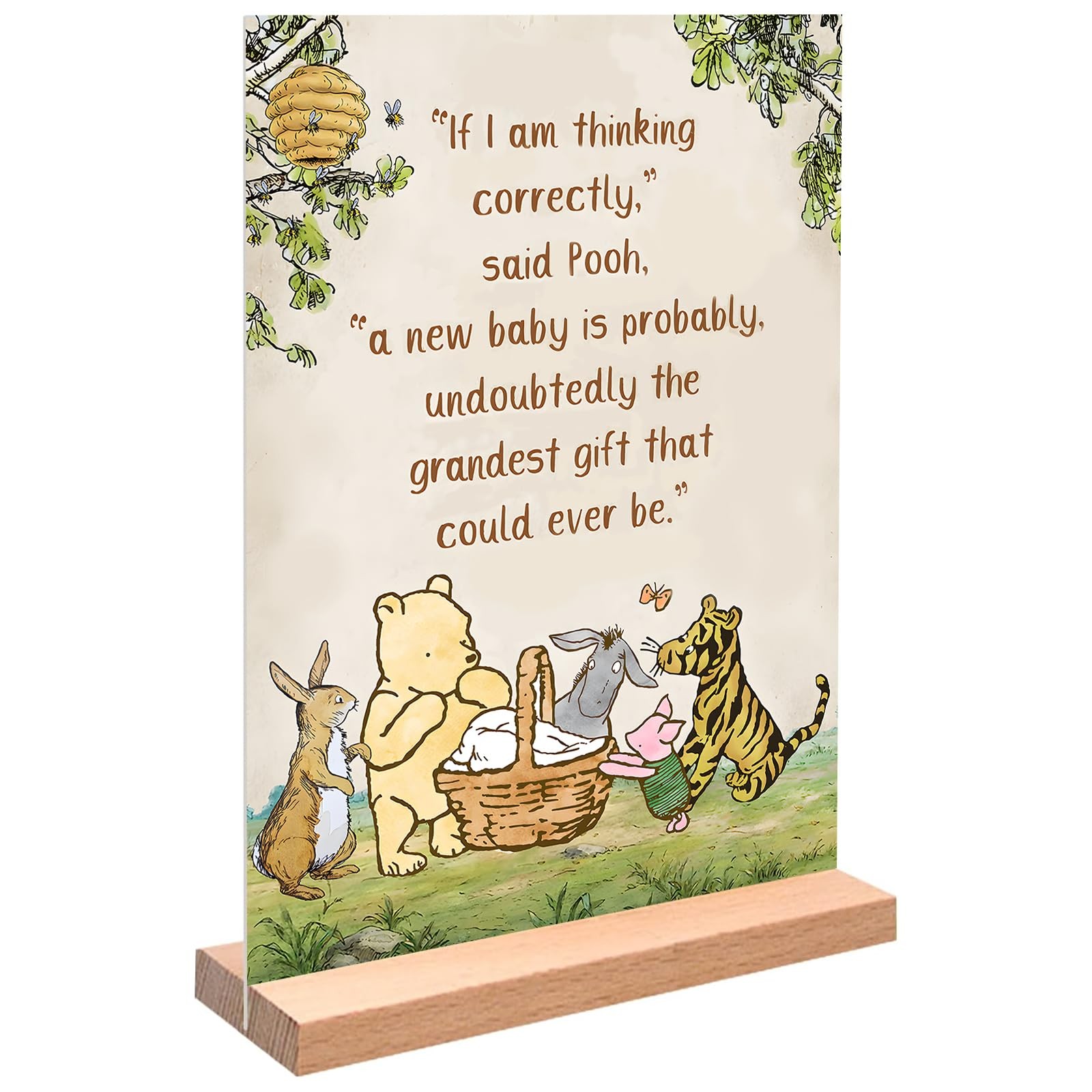 Winnie Table Signs for Baby Shower Decorations 8x10inch 8×10 inches, brown