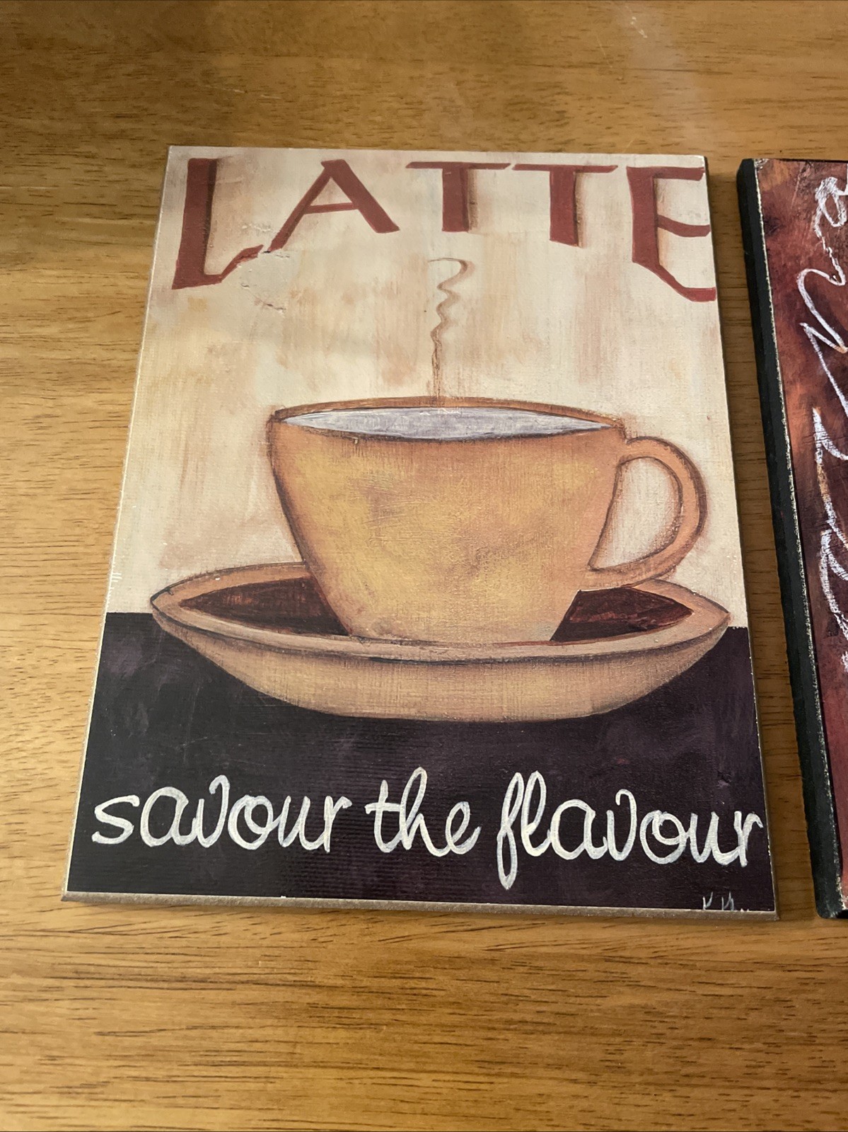 Pressed Wood Latte Coffee Café Kitchen Coffee Shop Decor Wall Plaques Set Of 3