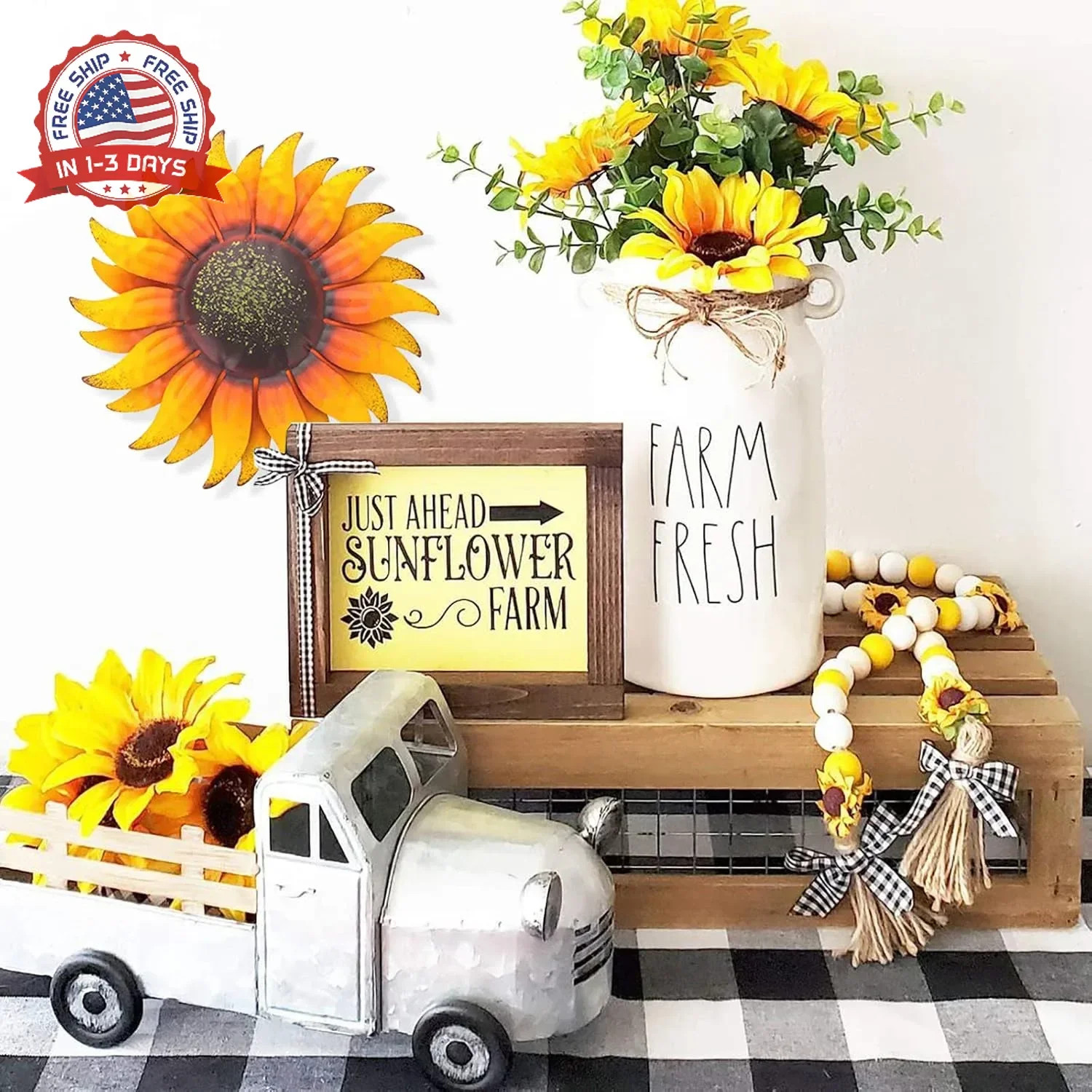 EASICUTI 6 Inch Sunflower Metal Flowers Wall Decor Metal Wall Art Decorations Ha