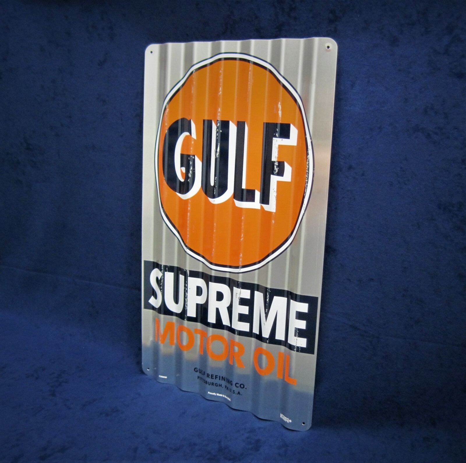 GULF OIL – *US MADE* Corrugated Metal Sign – Man Cave Garage Shop Bar Pub Decor