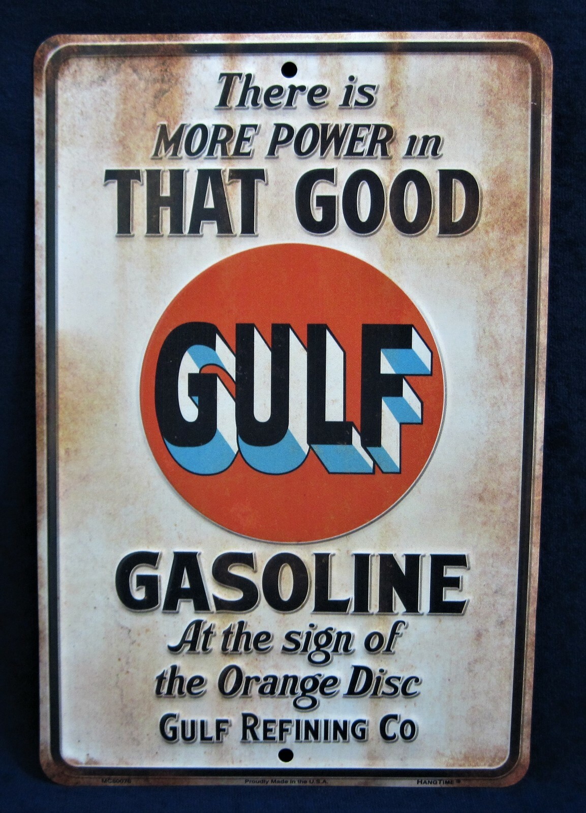 GOOD GULF GASOLINE – *US MADE* Embossed Metal Sign – Man Cave Garage Bar Decor