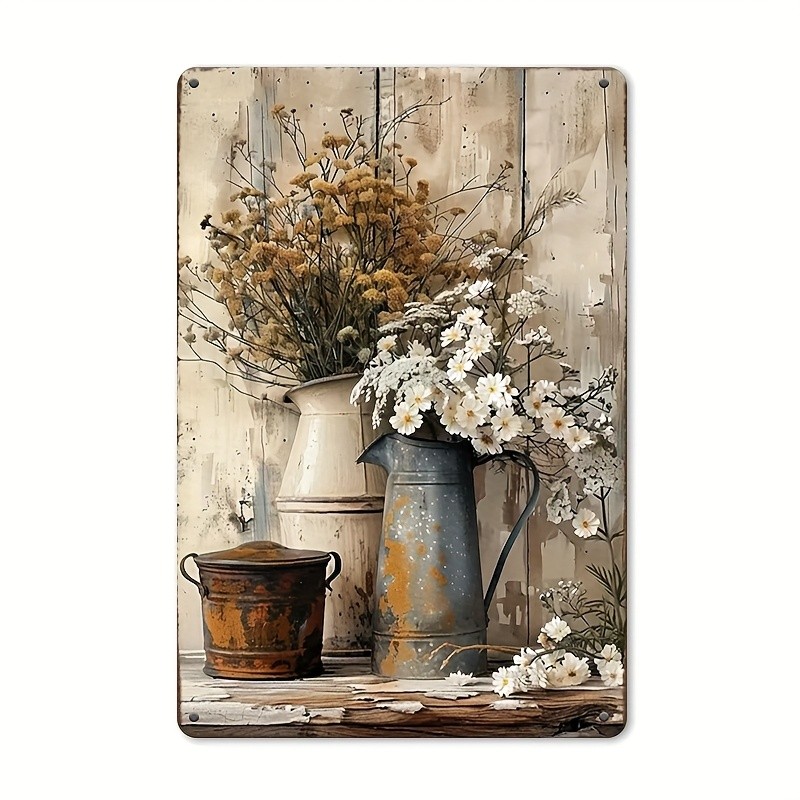 Tin Metal Sign Rectangular Decorative Nice Flowers Wall Art 8×12
