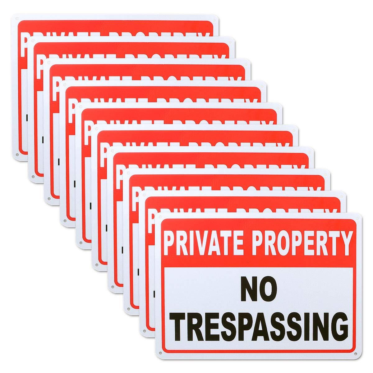 10 Pack No Trespassing Signs Private Property Aluminum Warning Sign 10″x 7″ .04″