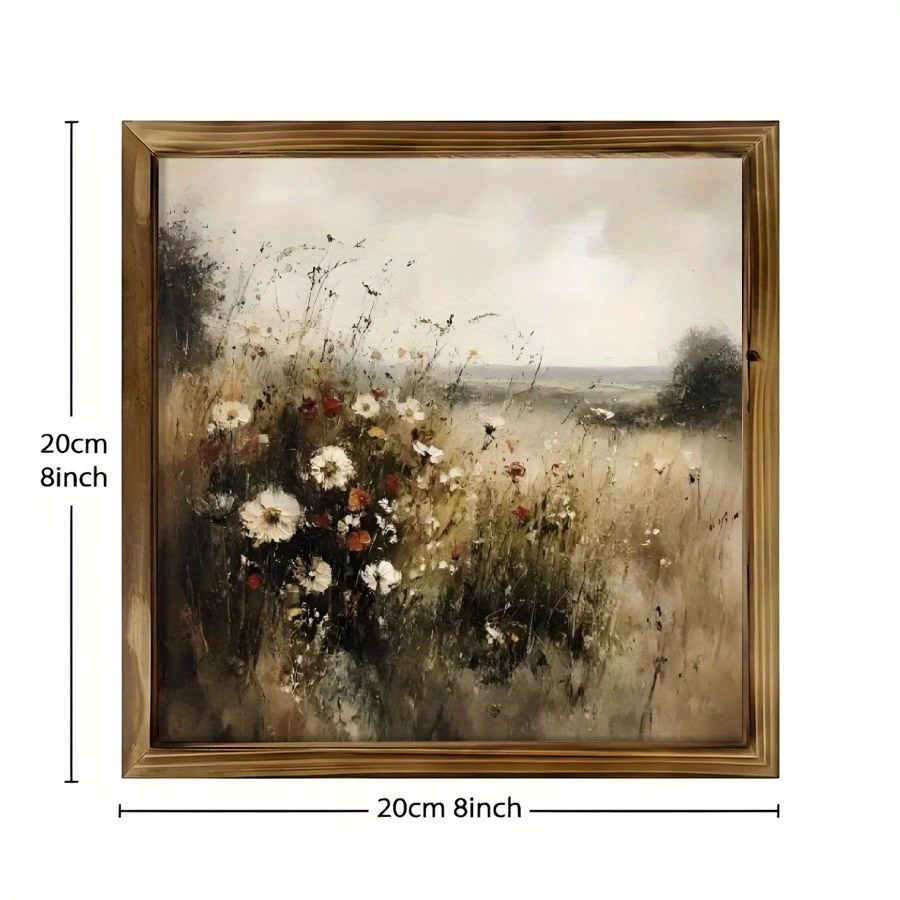 2D Vintage Rustic Wooden Wall Art Impressionist Wildflowers Farmhouse Home Decor