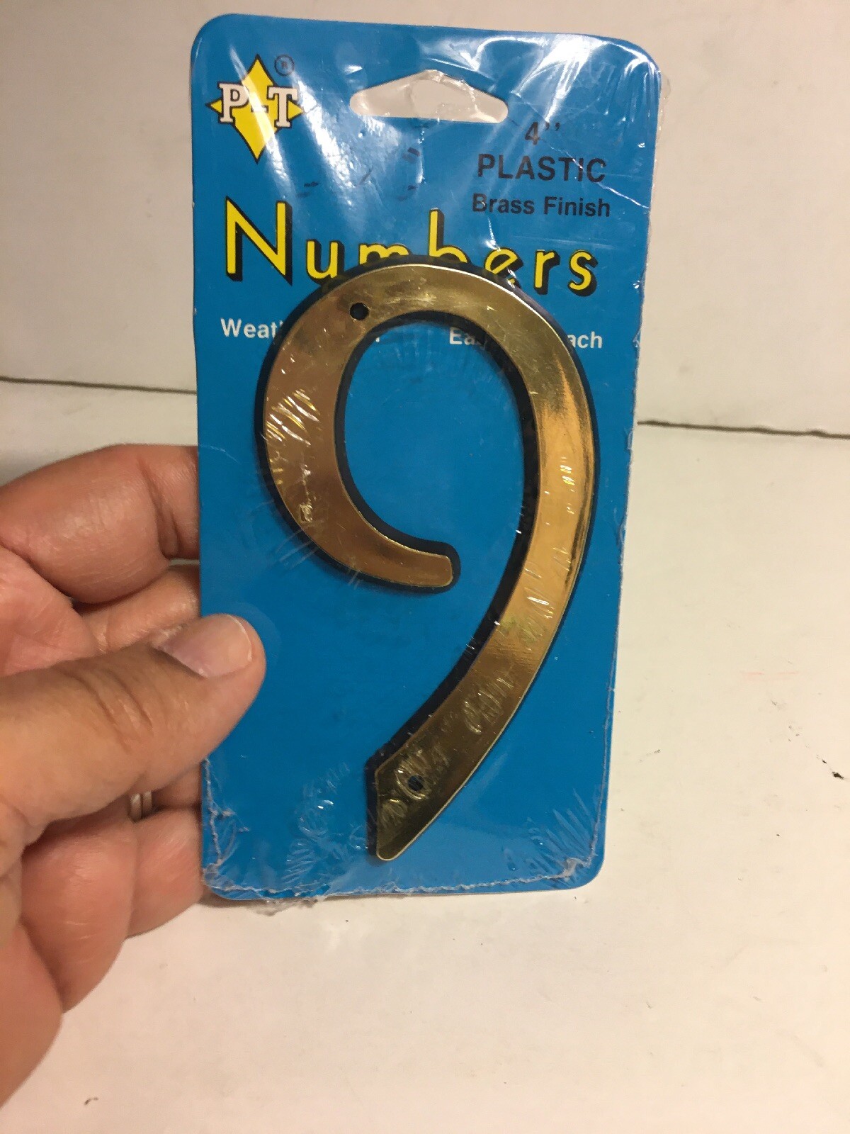 #9 or #6 Weather Proof Plastic Brass Finish 4″ House Mailbox Apartment Numbers
