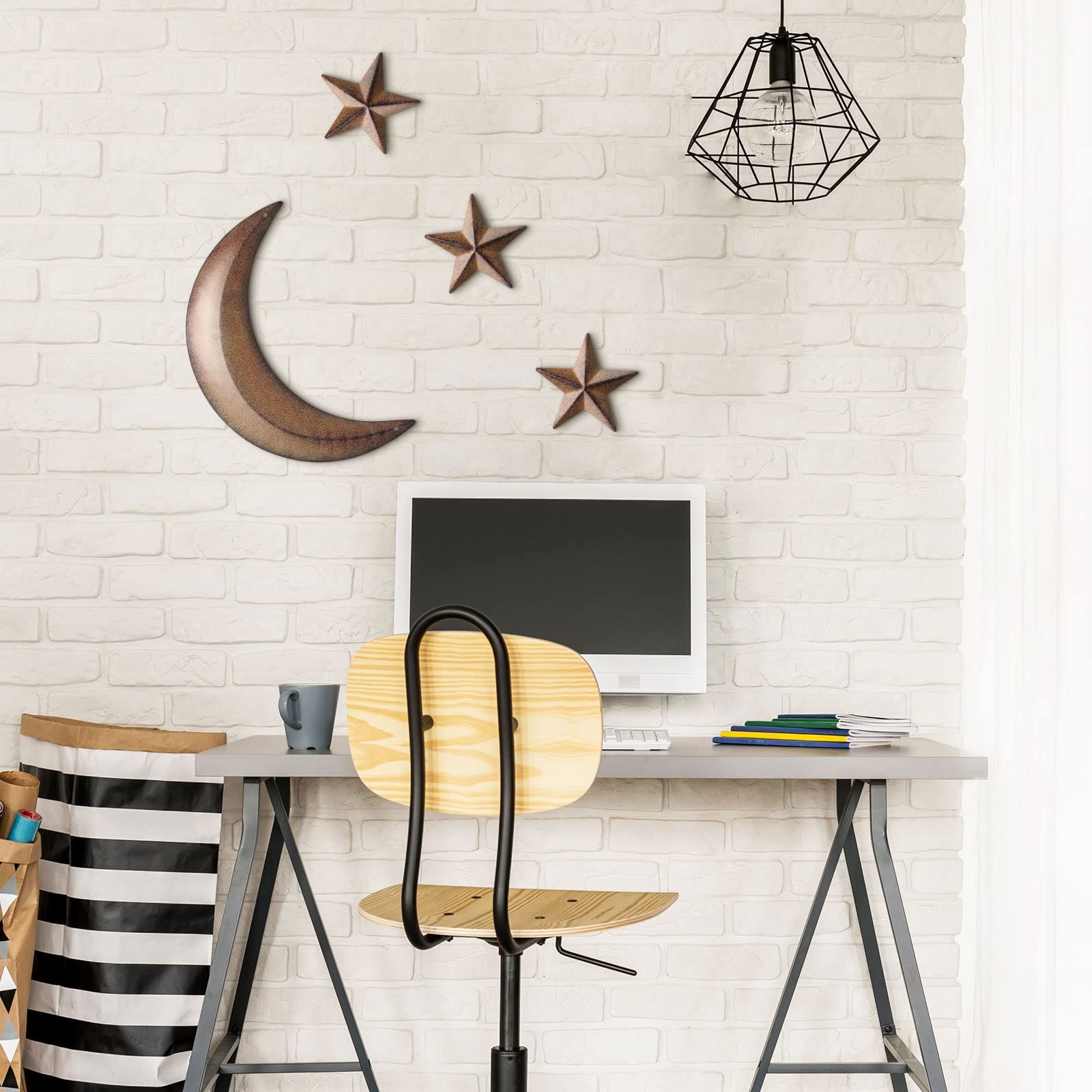 Metal Moon Wall Decor Metal Stars Decor Outhouse Moon Boho Wall Decor Wall Ar…