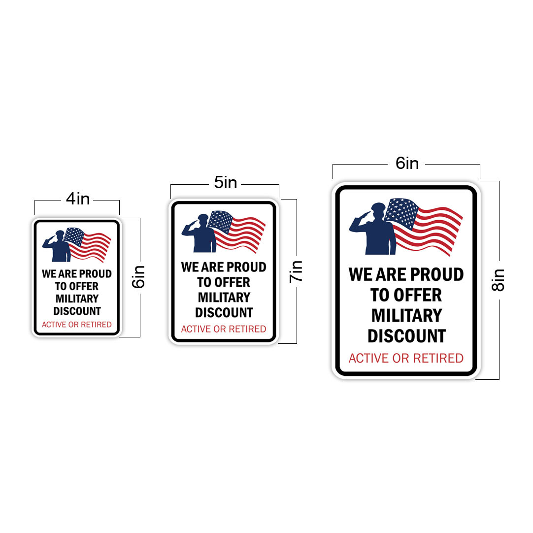 Portrait Round Plus We Are Proud To Offer A Military Discount: Wall or Door Sign