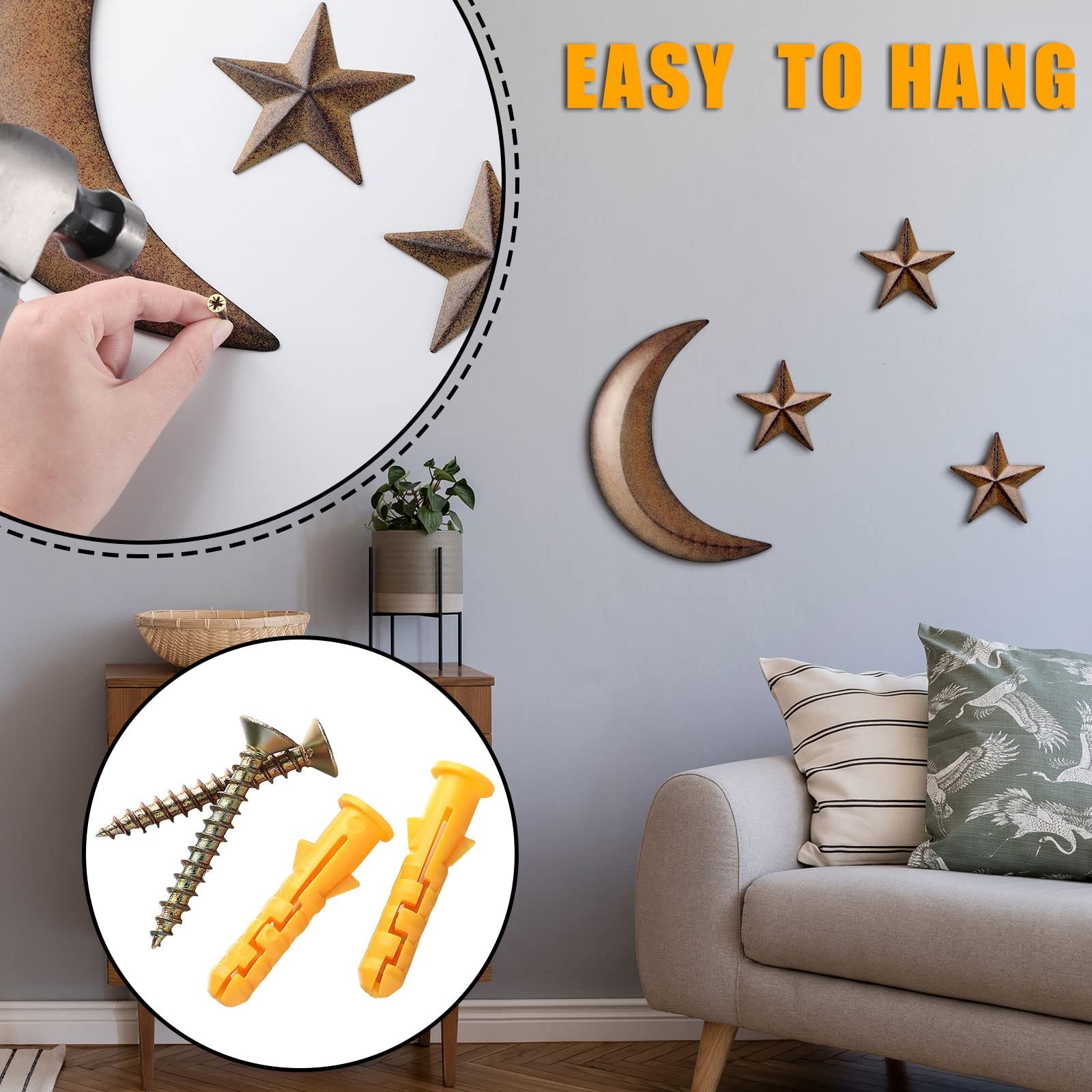Metal Moon Wall Decor Metal Stars Decor Outhouse Moon Boho Wall Decor Wall Ar…