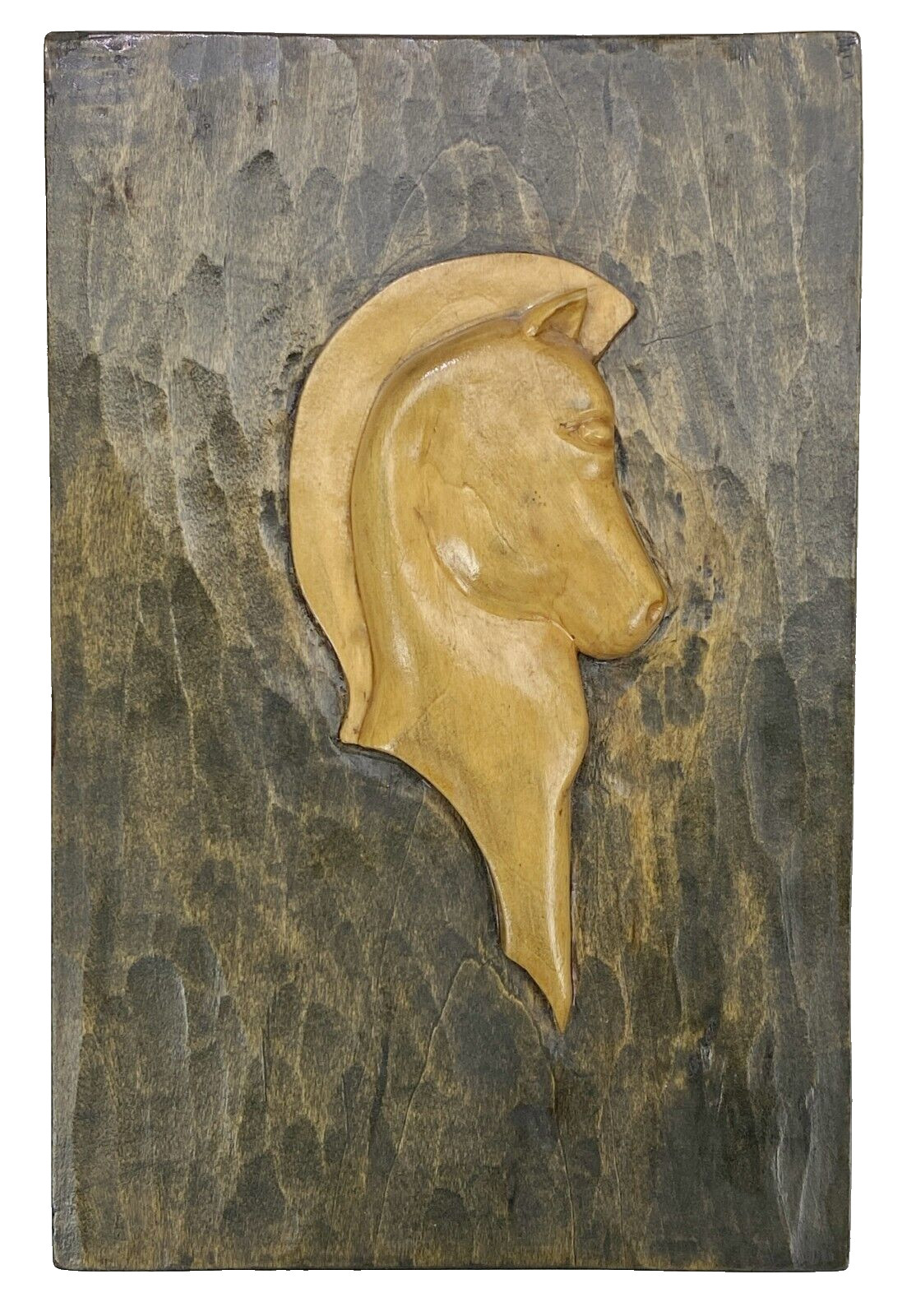 Horse Modern Primitive Rustic Carved Wood Plaque Sign Western Trojan
