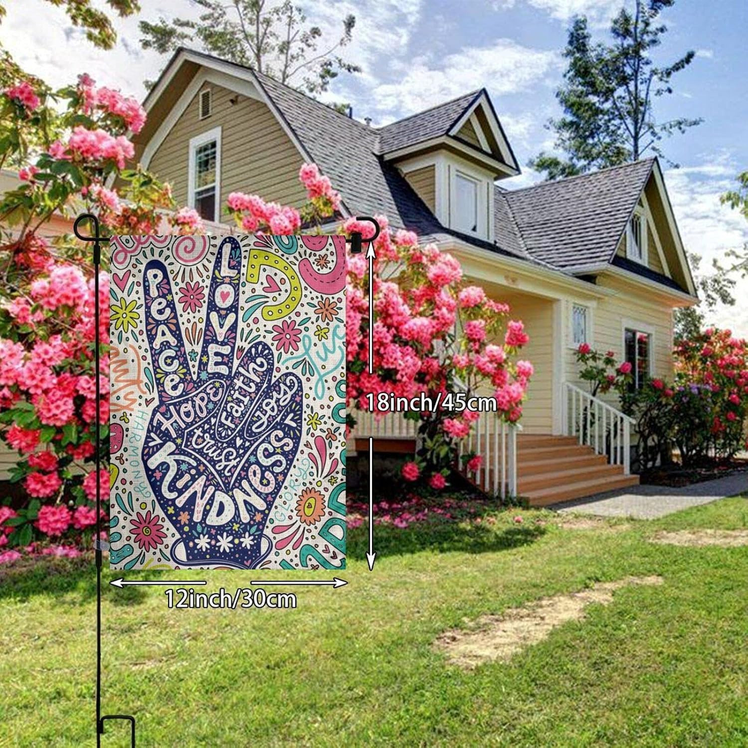 Kindness Peace Equality Love Inclusion Hope Diversity Flower Colorful Sign Burla