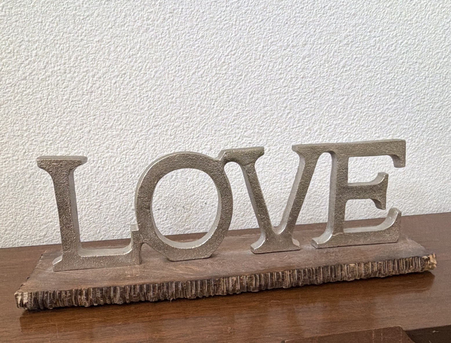 Freestanding Tabletop LOVE Decorative Wood Letter Sign, Beige Horizontal