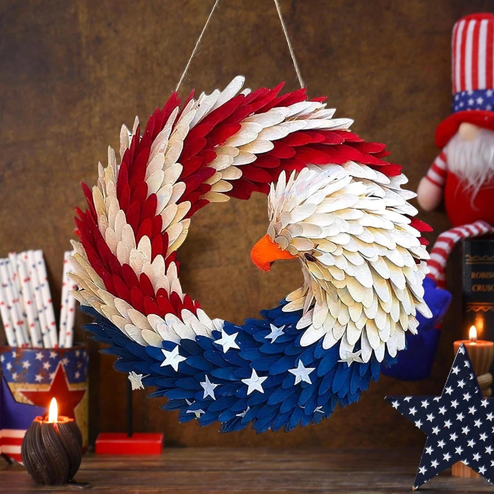 American Flag Bald Eagle Wreath Patriotic Americana Memorial Day Door Decor