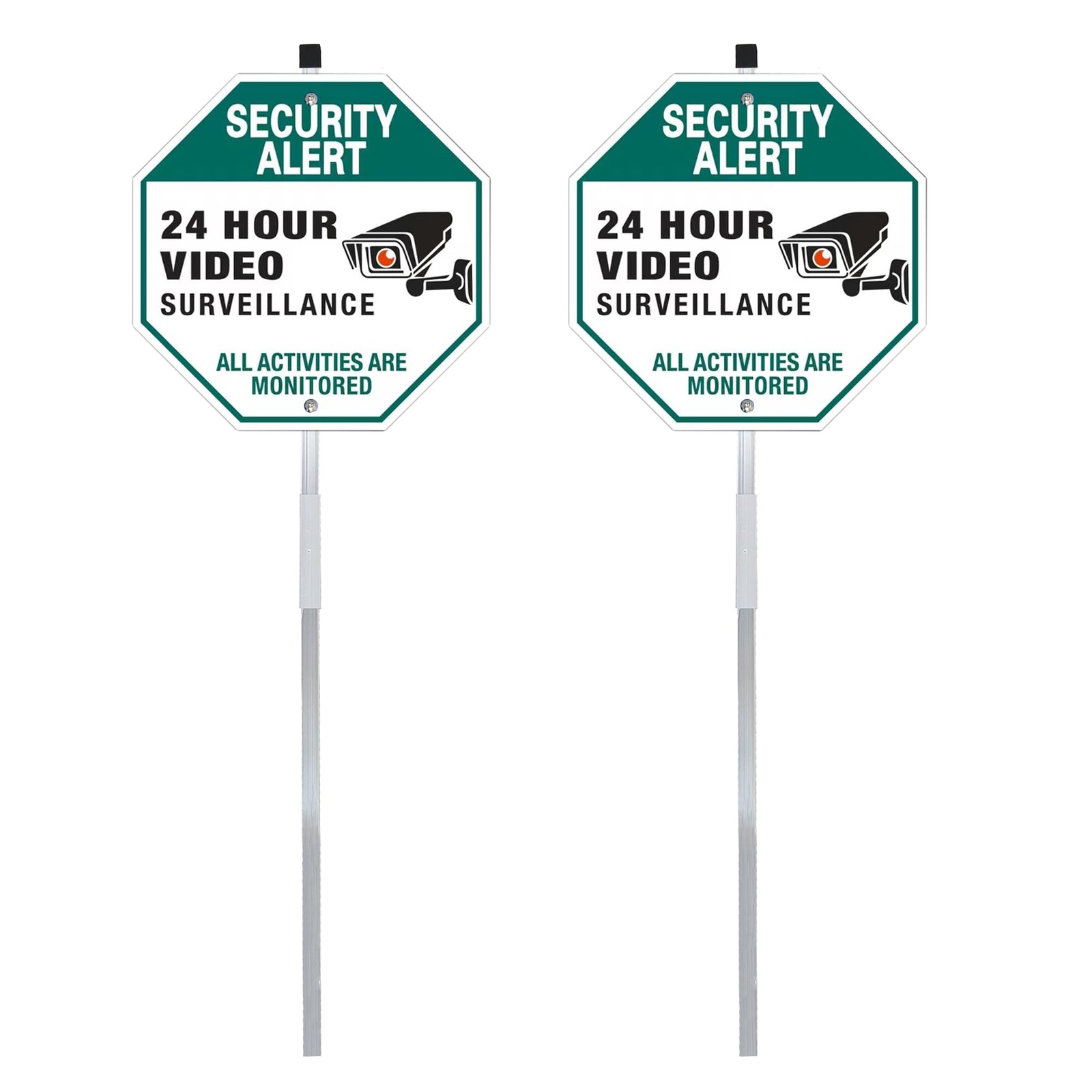 Security Alert 24 Hour Video Surveillance Yard Sign, Rustproof Aluminum with …
