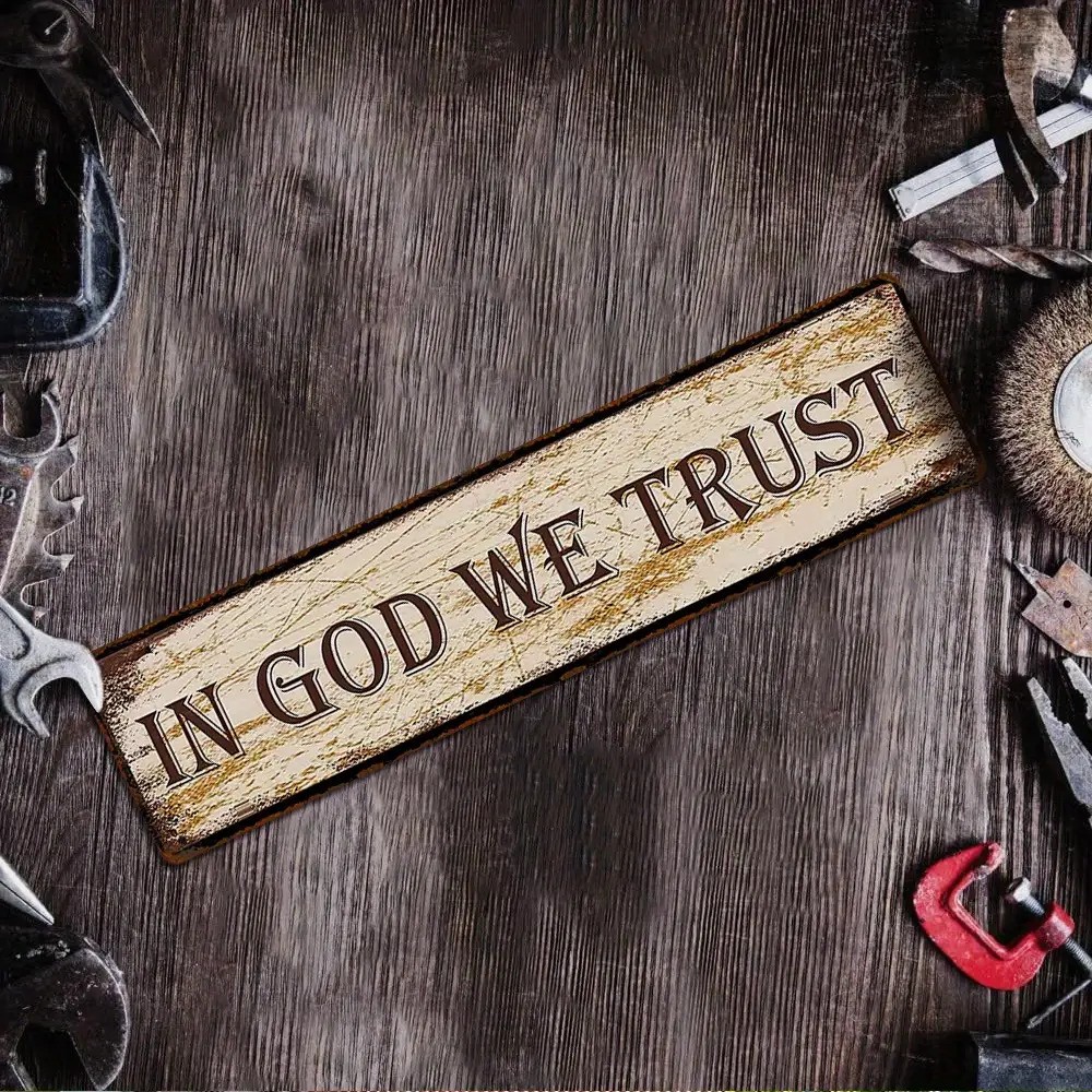In God We Trust Metal Sign Rustic Wall Plaque Faith Home Church Bar Wall Decor