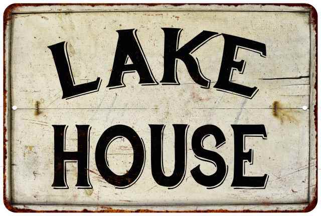 Lake House Sign Vintage Look Chic Distressed Decor Cabin Farmhouse 108120020090