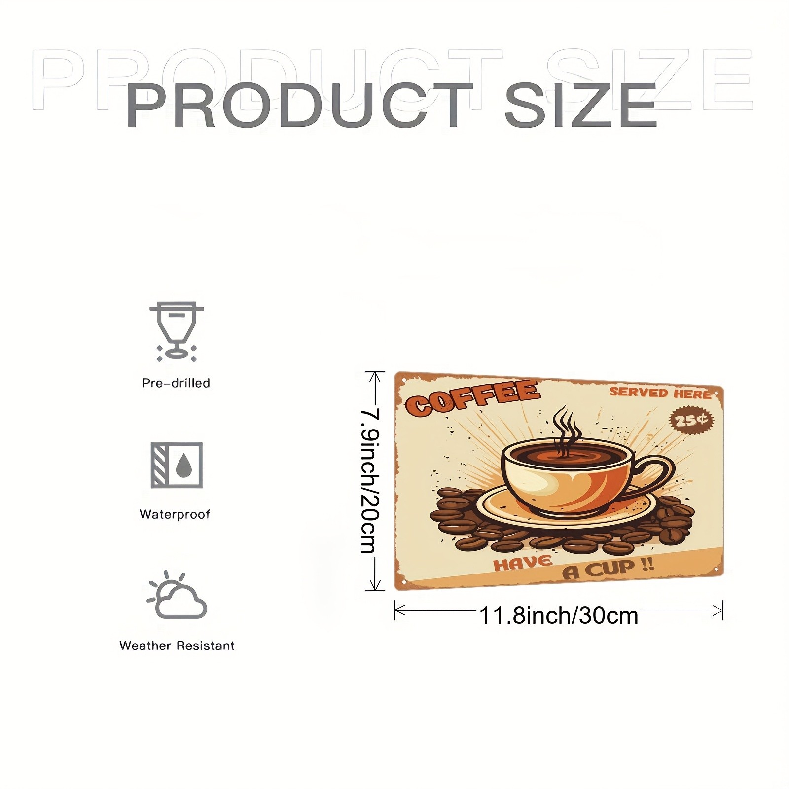 Retro Café Metal Sign with Coffee Cup Wall Art
