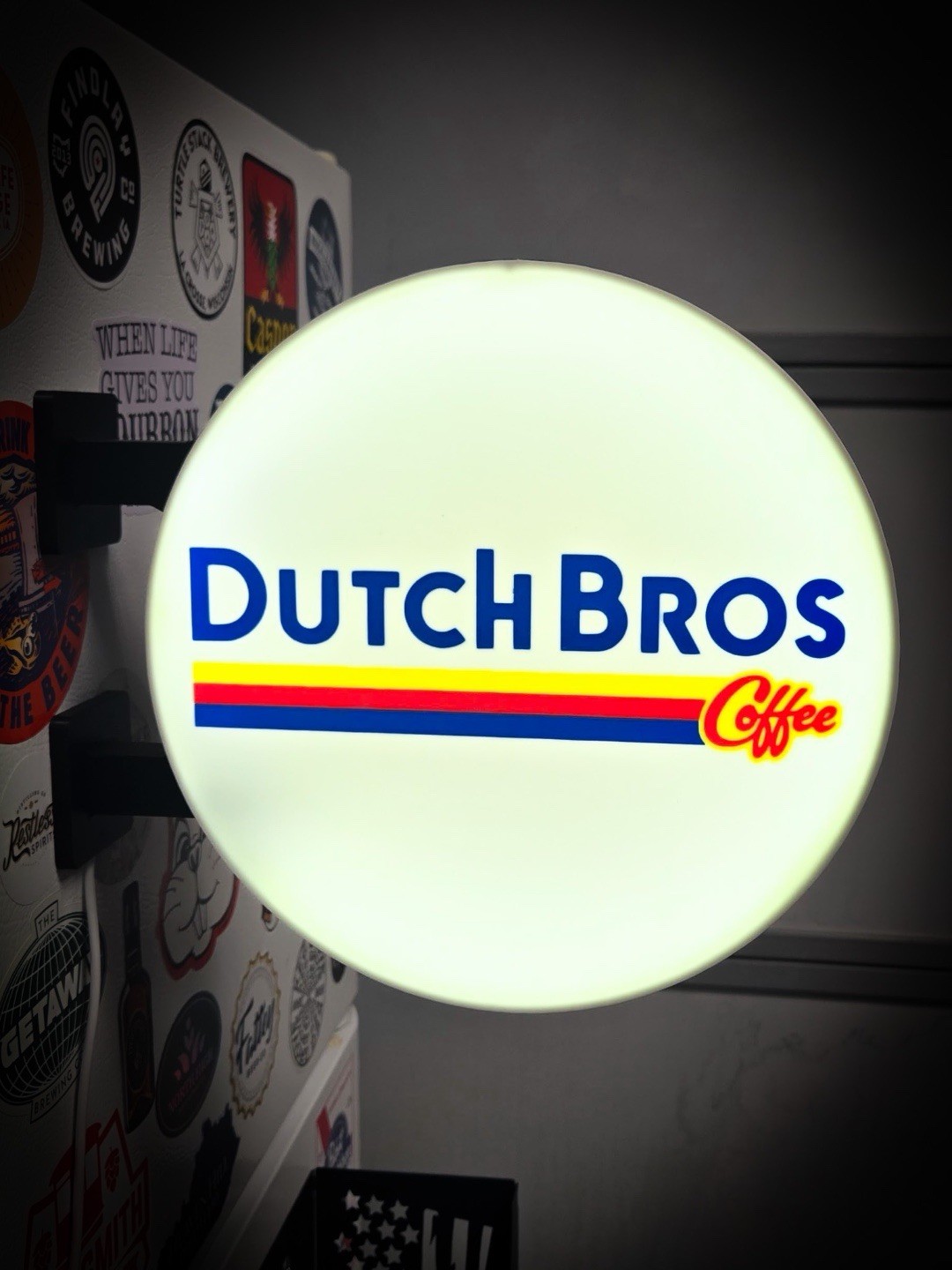 Dutch Bros Coffee Round LED Light Box USB Garage Sign RGB Decor