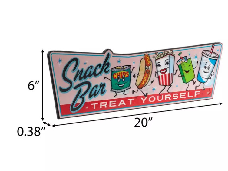 Home Theatre Snack Bar Lenticular Wall Decor Vintage Drive-in Movies 6×20 in