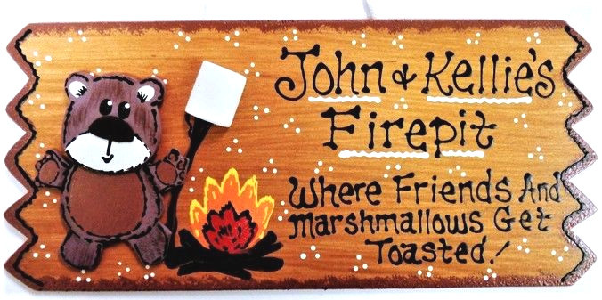 Bear FIREPIT SIGN Fire Pit Personalize SIGN Rustic Prim Deck Backyard Plaque