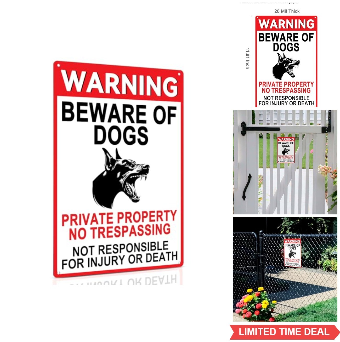 Beware of Dog Sign 8×12 Inch Aluminum Fence Yard Warning Metal Sign