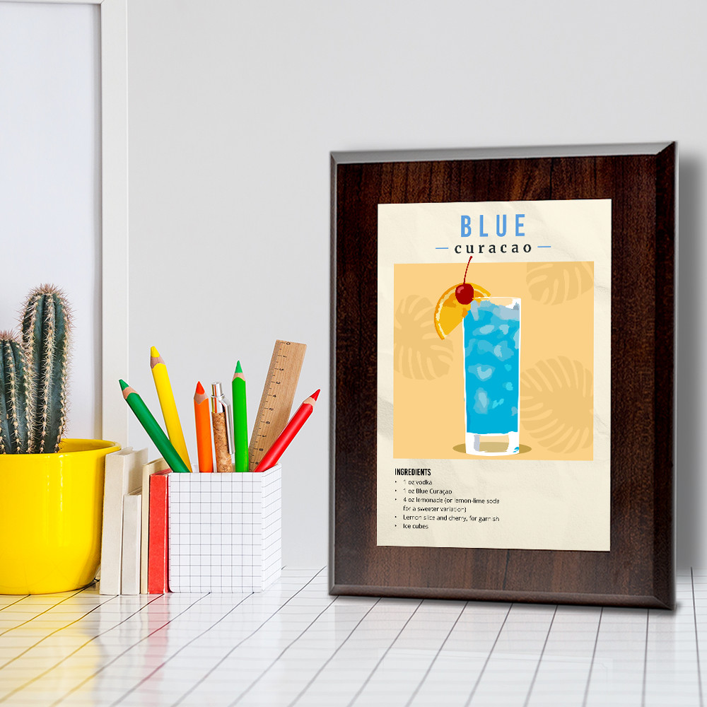 Blue Curacao Decorative Wall Plaque With Easel Acrylic Stand | Home Decor