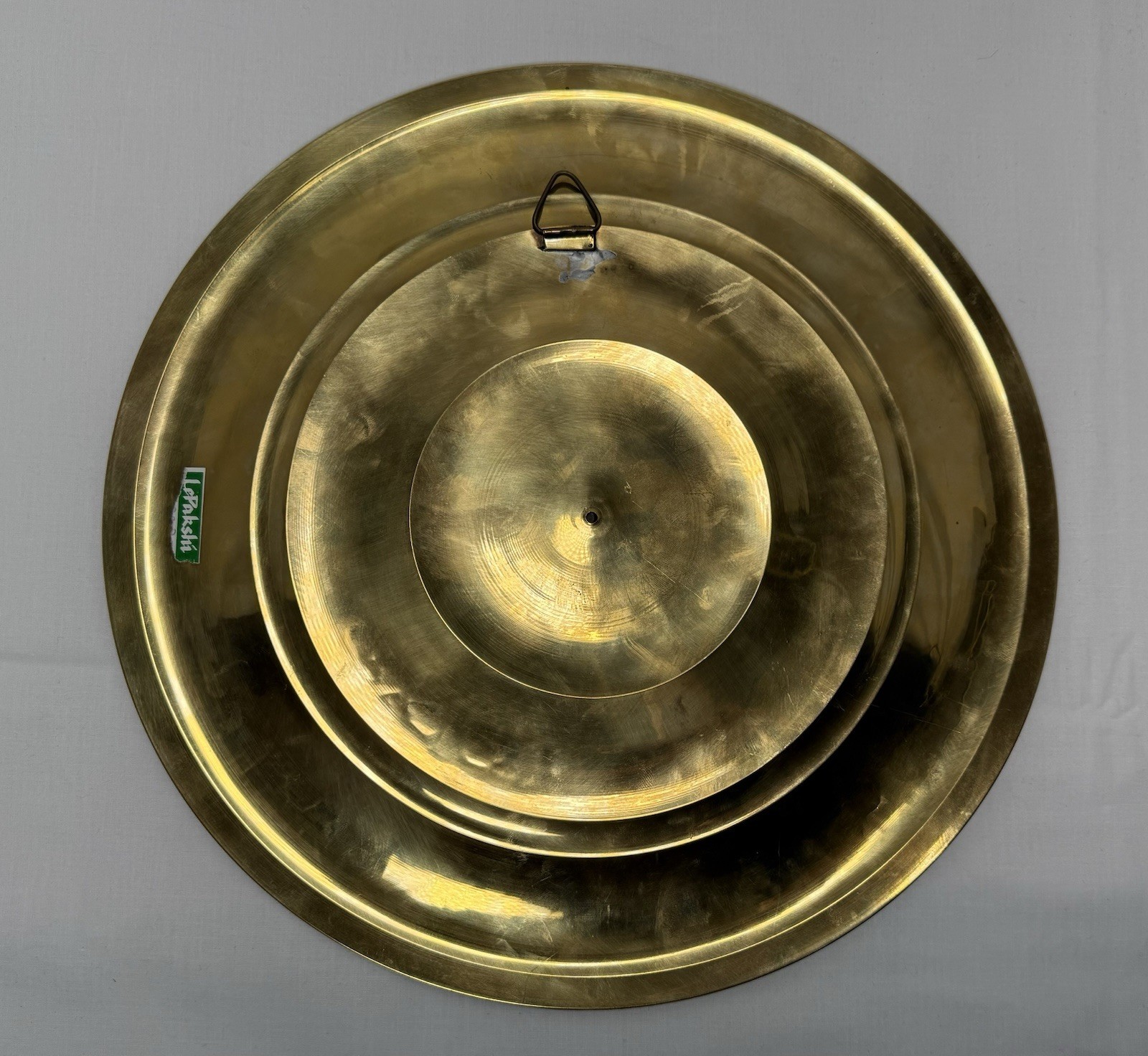 Vintage Brass Decorative Hindu India Tray Wall Plate Plaque Yogi Gods Dance 12”