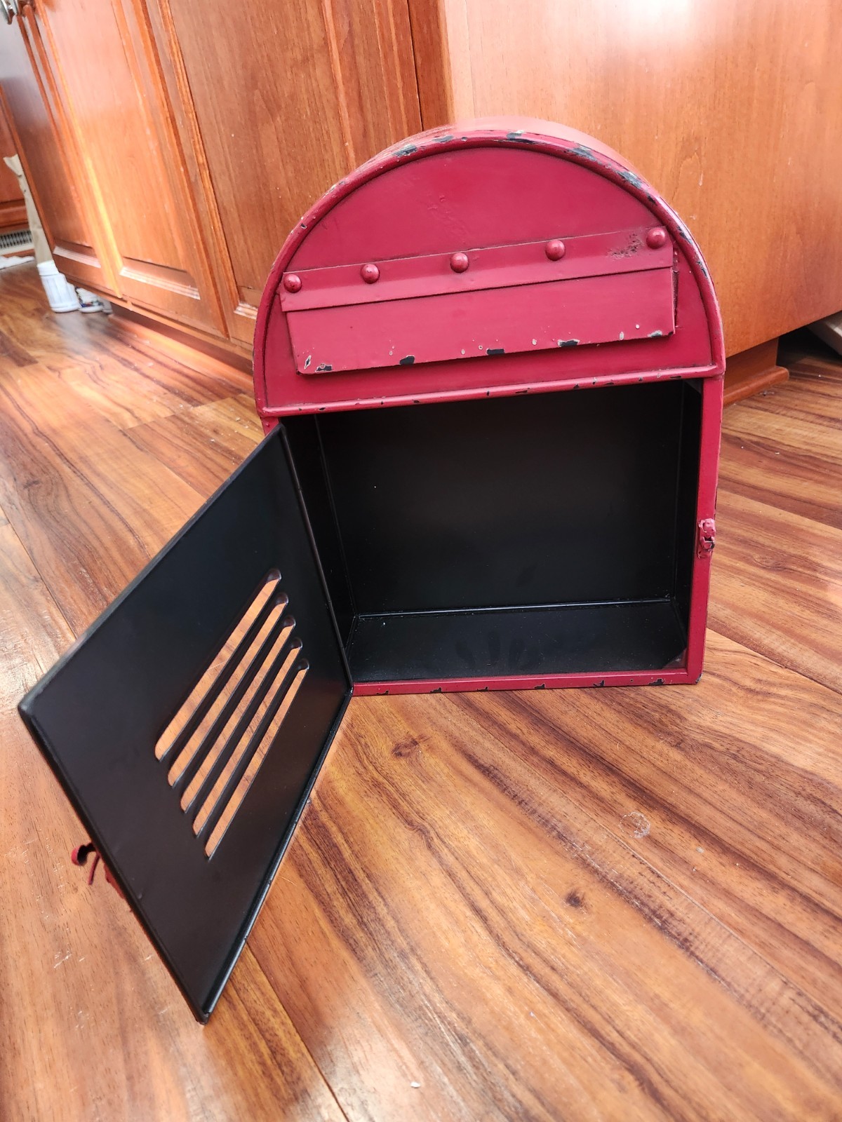 Red Metal Mailbox Vintage Style Rustic Wall Hanging or Table Decor