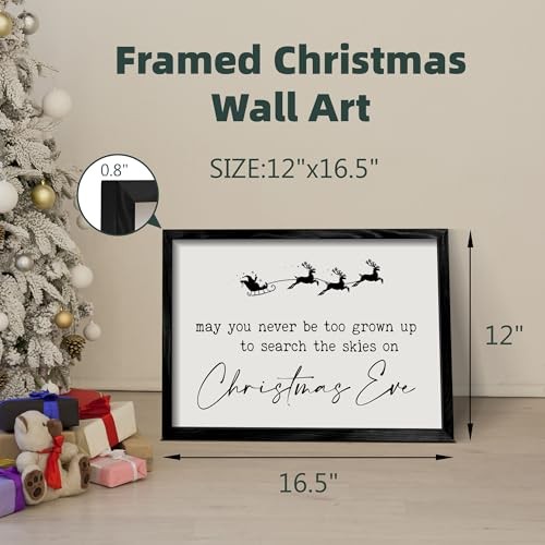 Ronasip Farmhouse Framed Christmas Wall Decor Sign May You 16.5″L x 12″W Black